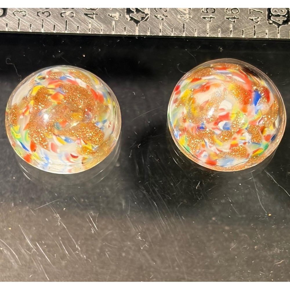 Antique‎ Confetti Gold Aventurine Swirl Buttons Pair